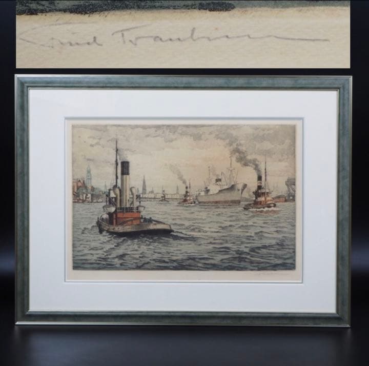 送料無料 19世紀末～20世紀初　銅板画　直筆サイン