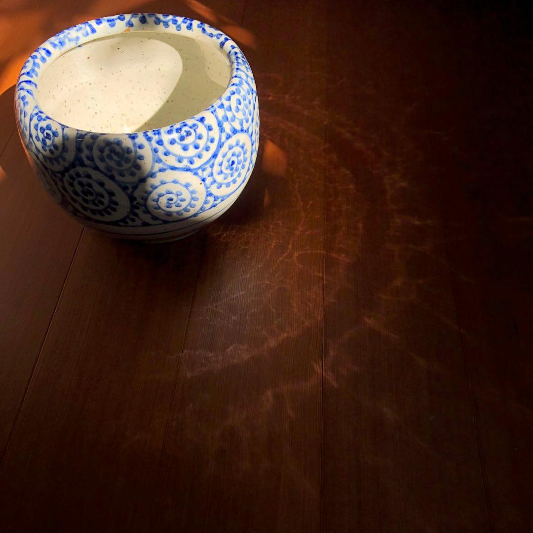 信楽焼 蛸唐草文様 火鉢鉢カバー青い渦巻き柄 日本伝統工芸品