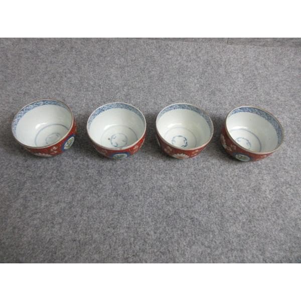 伊万里焼錦手花唐草図りん茶碗4個 [B28403]