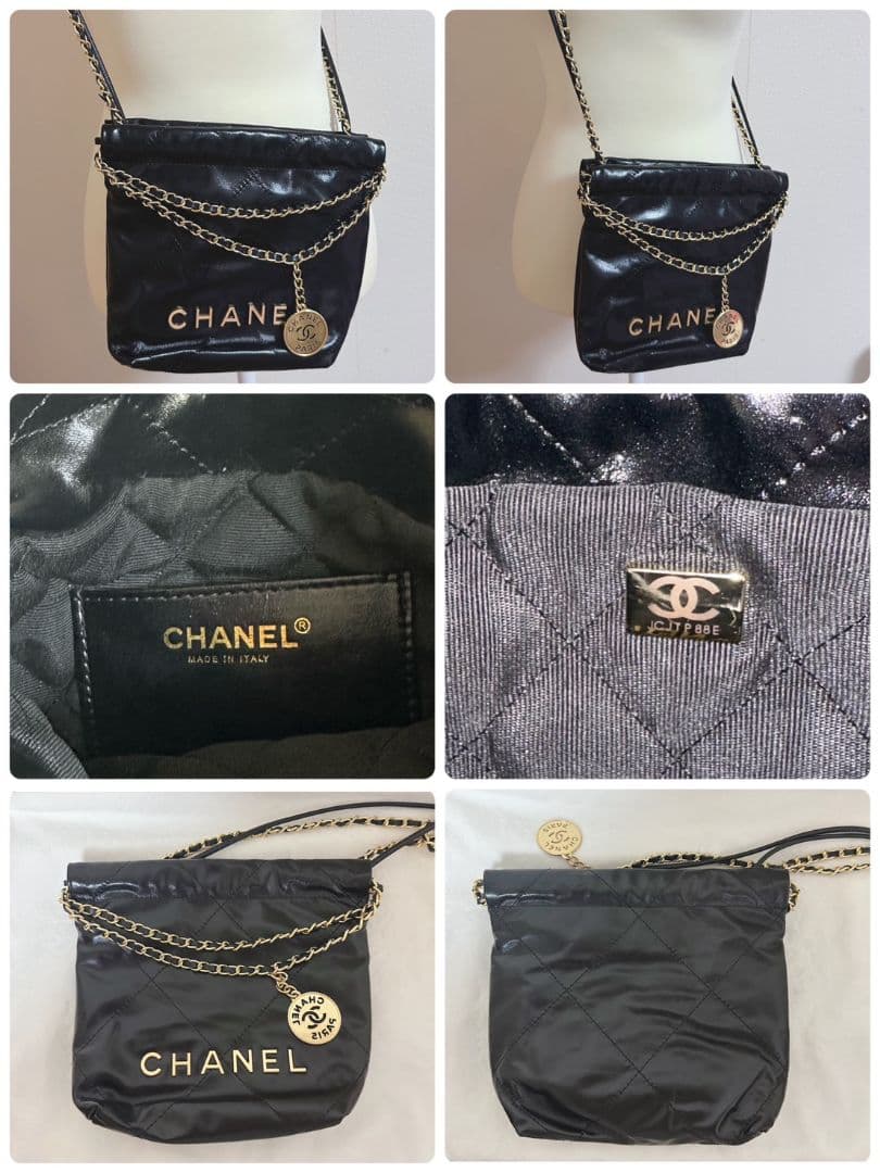 CHANEL ノベルティレザーショルダーバッグブラック