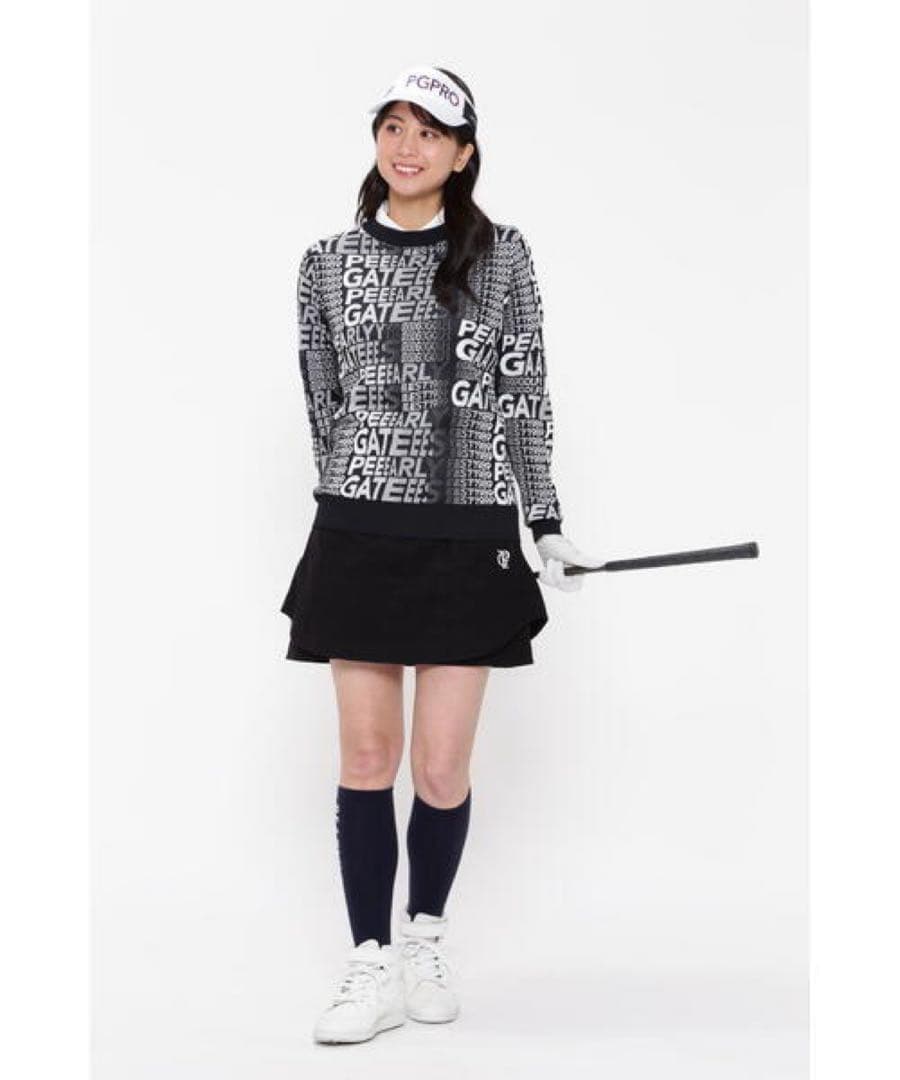 PEARLY GATES SOLOTEX ニットパネルジャガード スカート