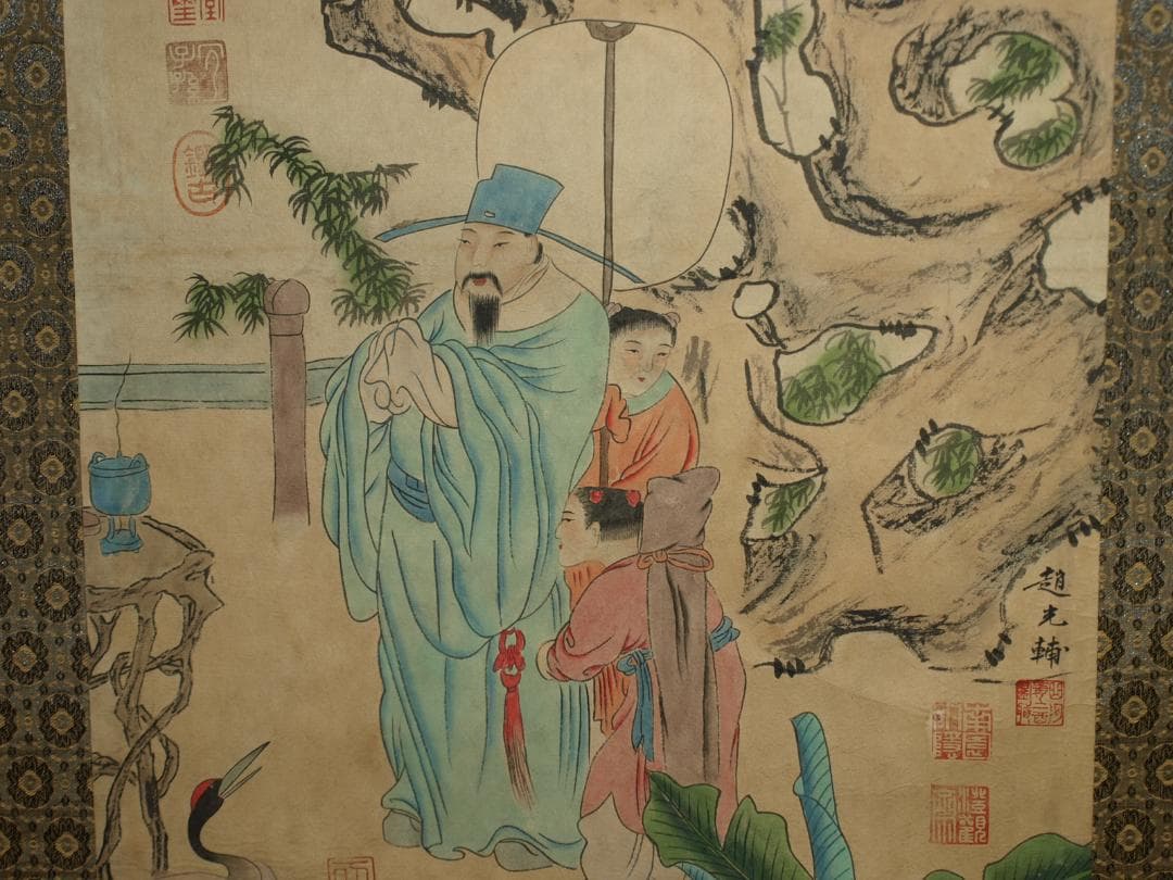 民間仕入れ品　中国　北宋の画家 掛け軸　捲り　肉筆絵 BD311A13-2