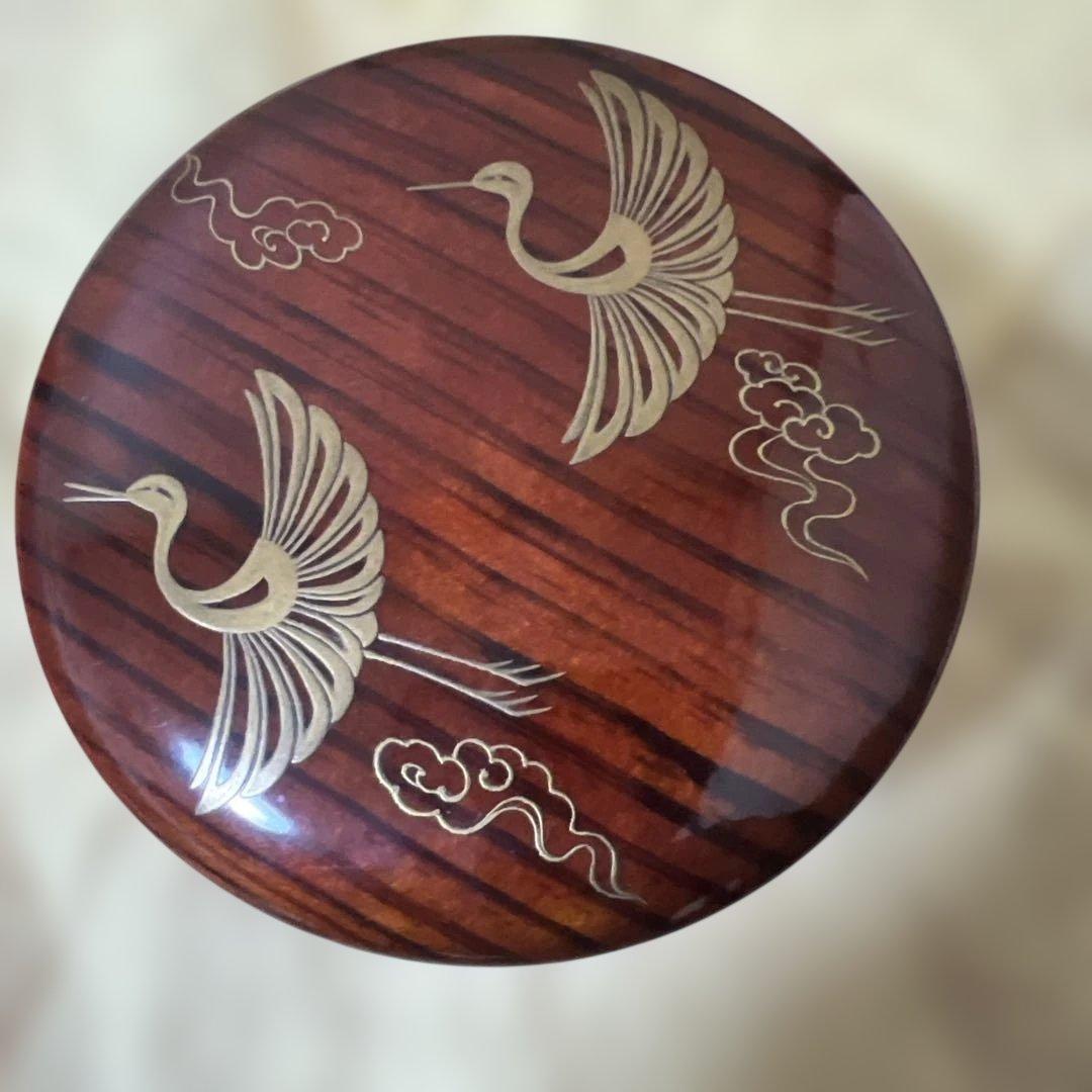 茶道具　雲鶴蒔絵　松茶入　出雲大社棟木古材造之　喜北作　箱書付き　無傷逸品