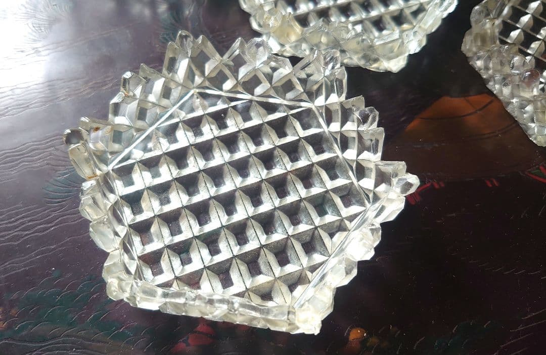 は*る様 ギヤマン　極厚ガラス 向付 5枚 猪口5枚