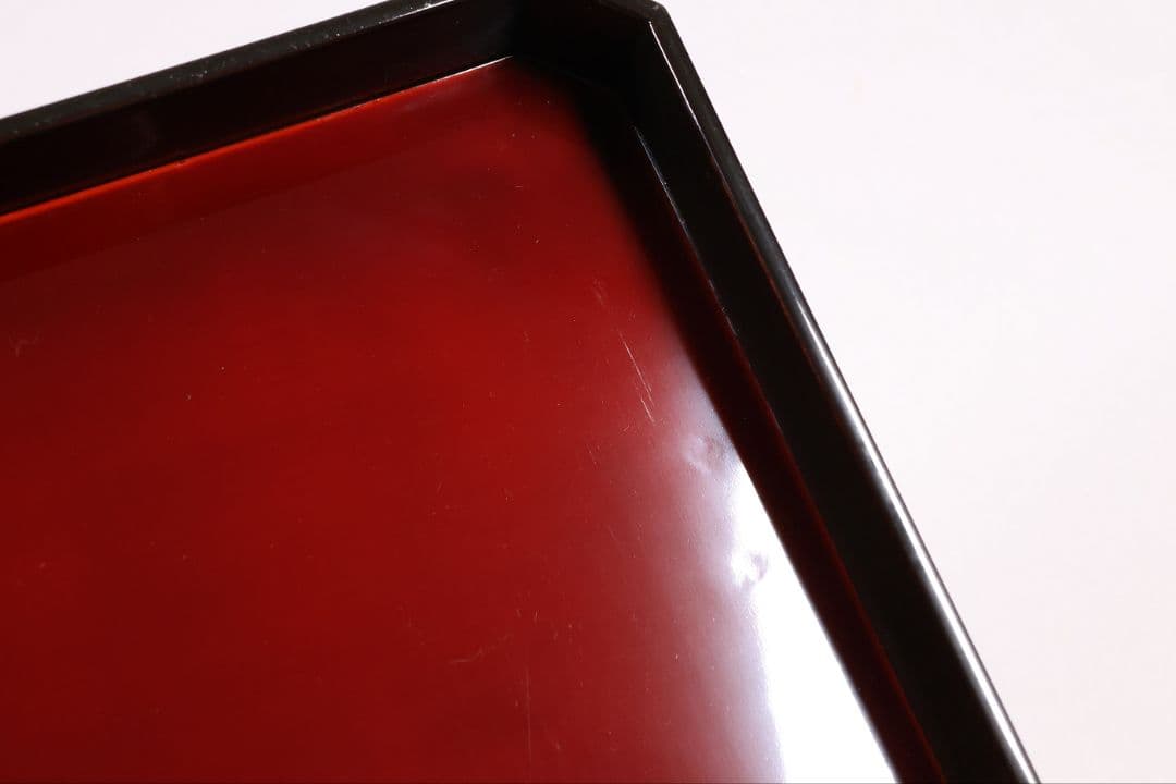 【CM371】加賀描金師 仙石可峰作 花唐草 隅切四方膳 五客 木製 折敷