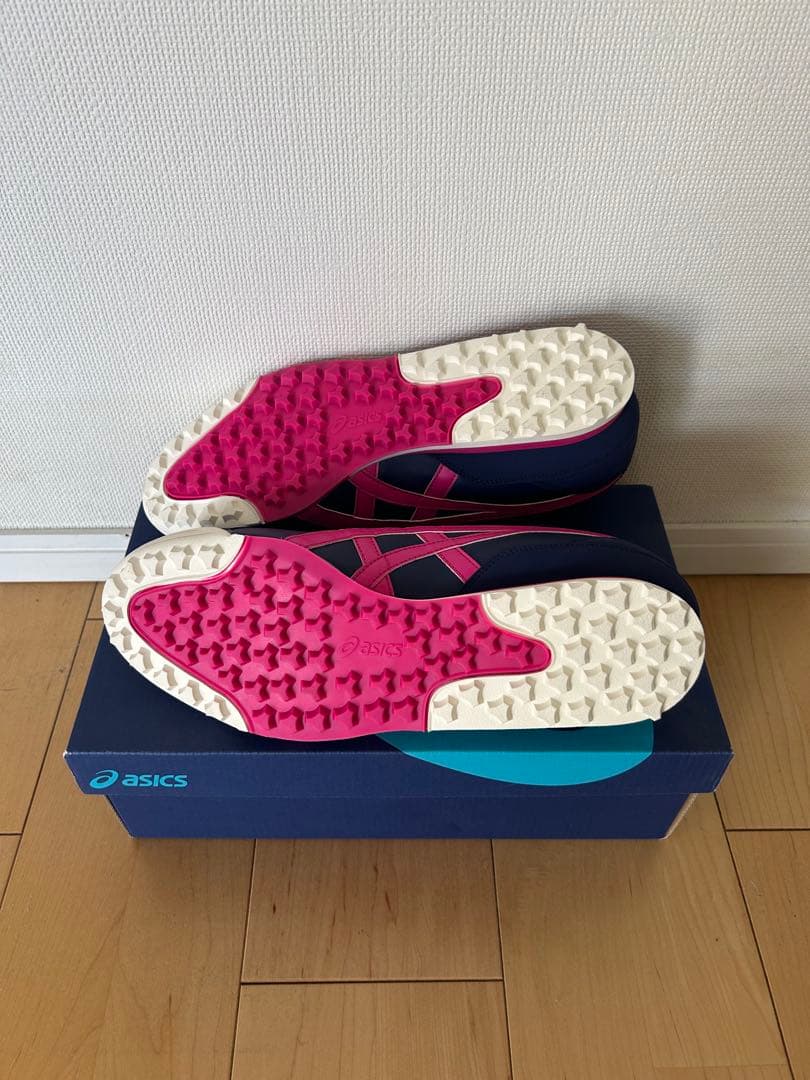 asics ゴルフシューズ　スパイクレス　ネイビー