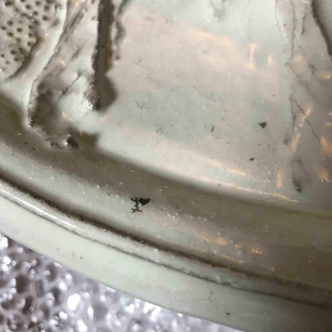 大皿　アンティーク　山上憲一　粉引貼草文大皿　直径41.5ｃｍ