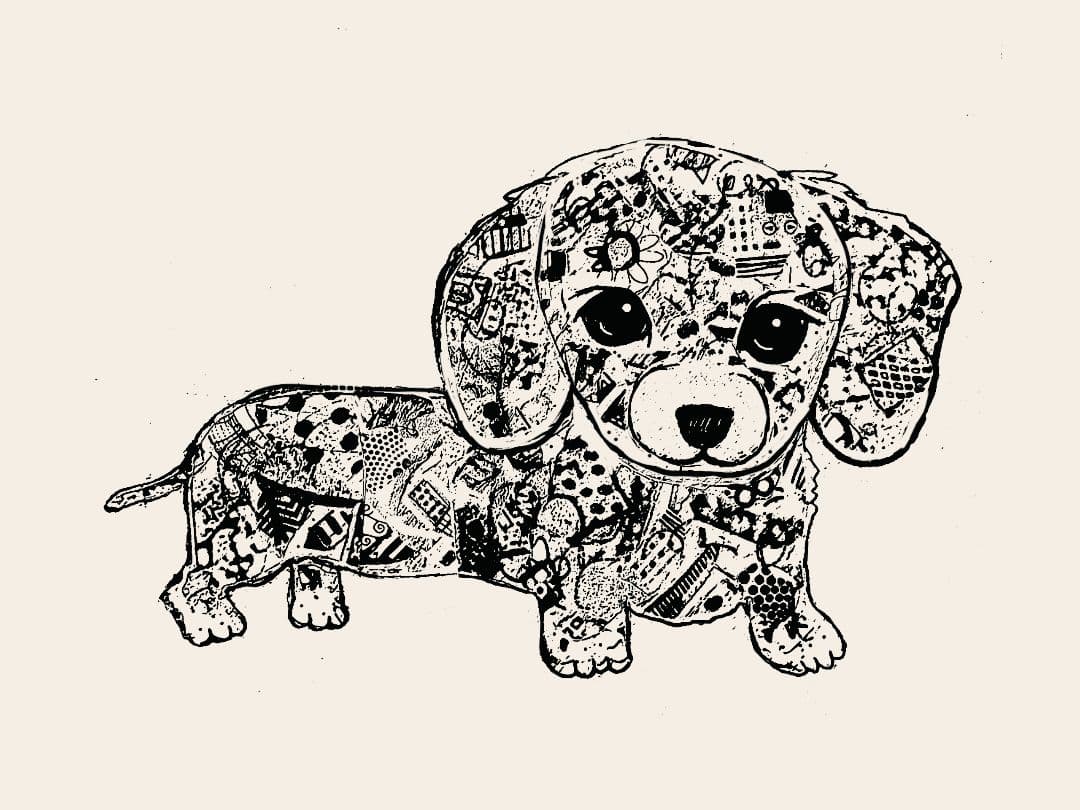 ご依頼参考作品の下図　ダックスフント