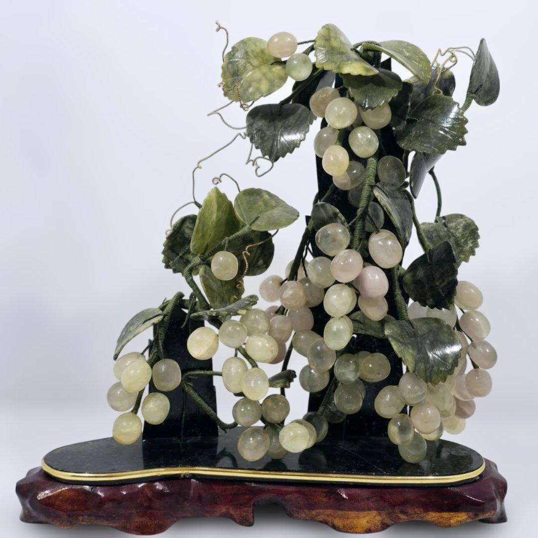 希少品 美術品 工芸品 置物　天然石 玉石 葡萄 年代物 ぶどう 風水 縁起物