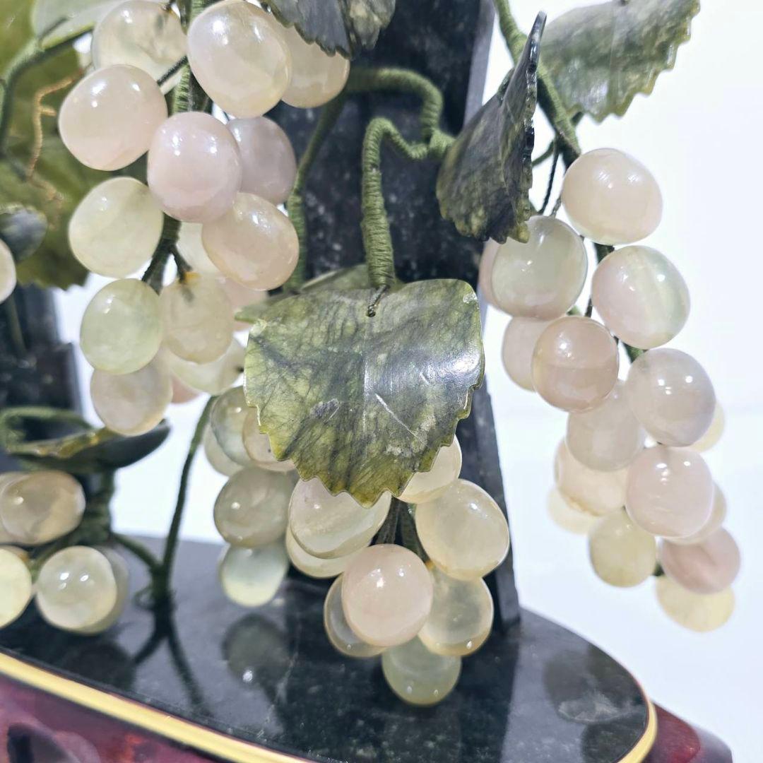 希少品 美術品 工芸品 置物　天然石 玉石 葡萄 年代物 ぶどう 風水 縁起物