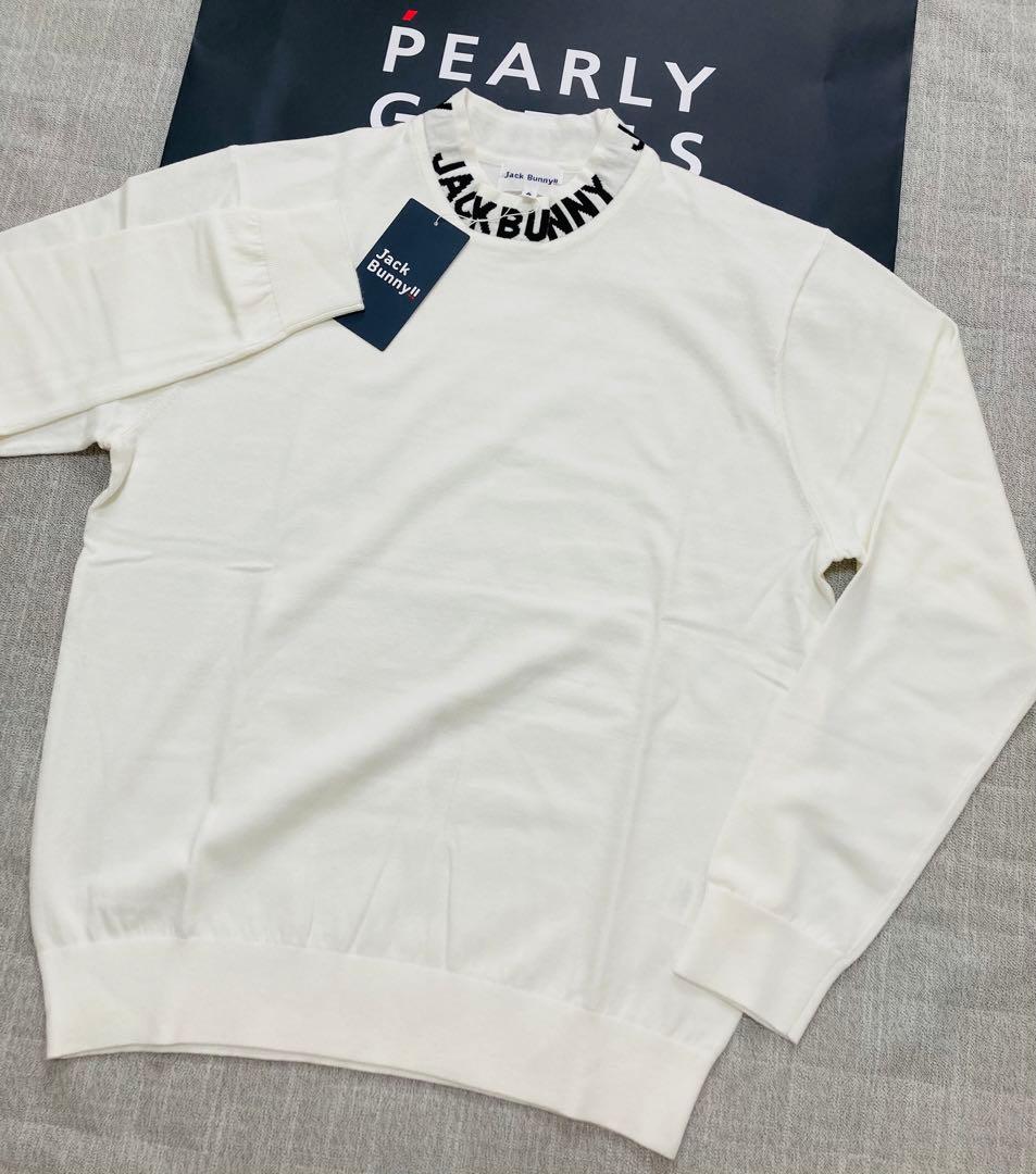 新品 パーリーゲイツ ジャックバニー ロゴハイネックニット(6)サイズLL/白