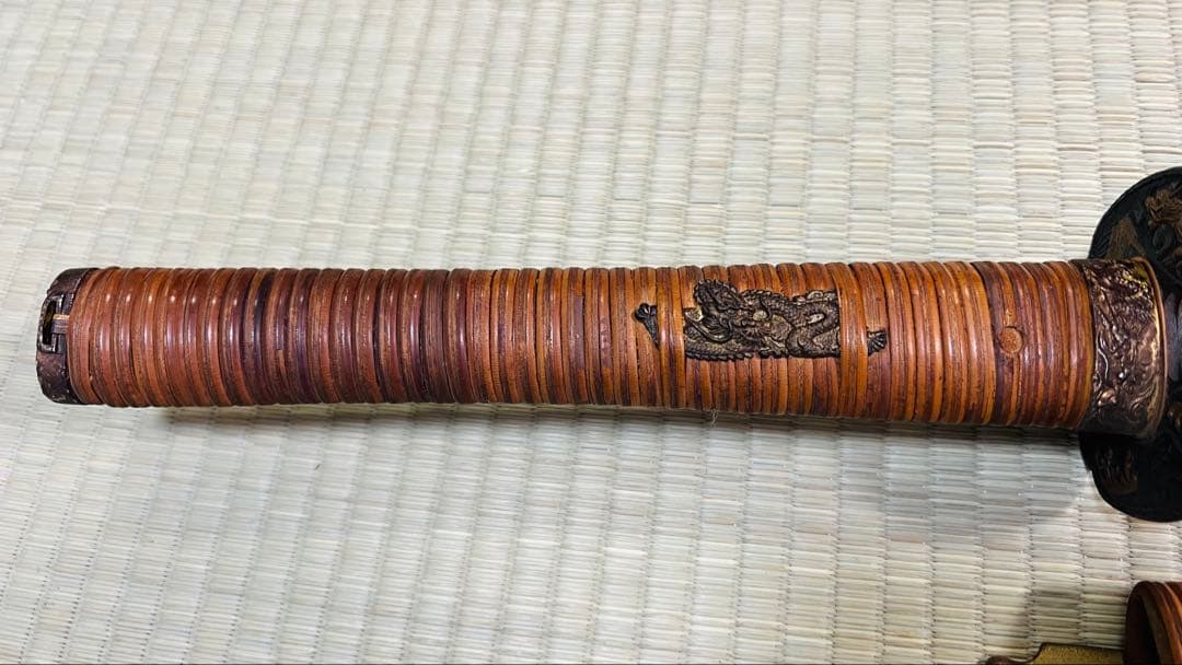 模造刀 大小 2振りセット 藤巻 鍔付き雲龍拵 笄付き 250519-4