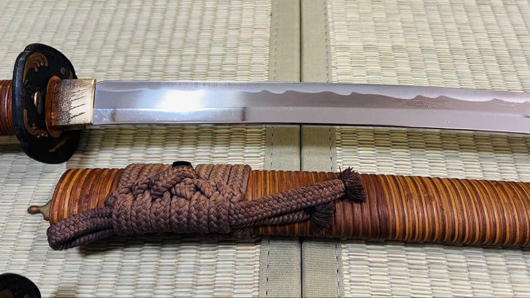 模造刀 大小 2振りセット 藤巻 鍔付き雲龍拵 笄付き 250519-4