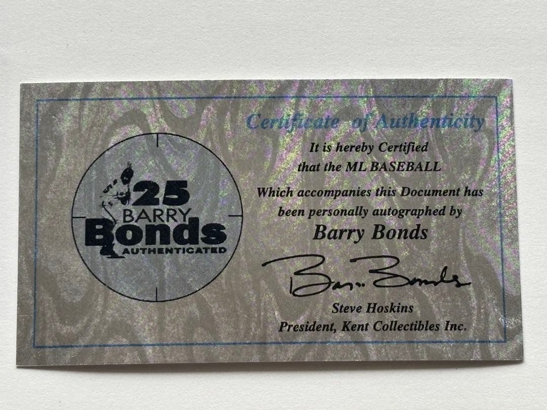 超貴重!! BONDS ボンズ 直筆サインボール(ボンズ公認ホロ&証明書付)