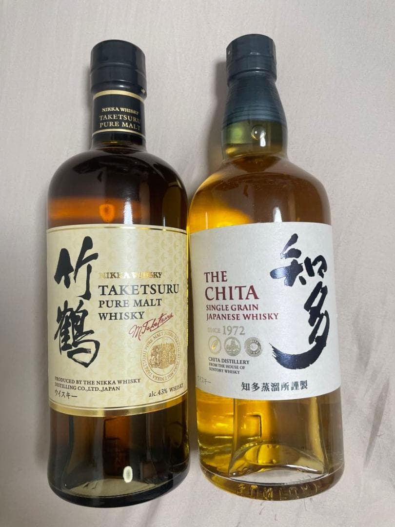 サントリー シングルグレーン 知多 ニッカ 竹鶴 700ml 2本セット 箱なし