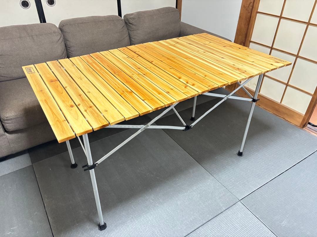 125センチ 廃盤 コールマン ナチュラルウッドロールテーブル　美品