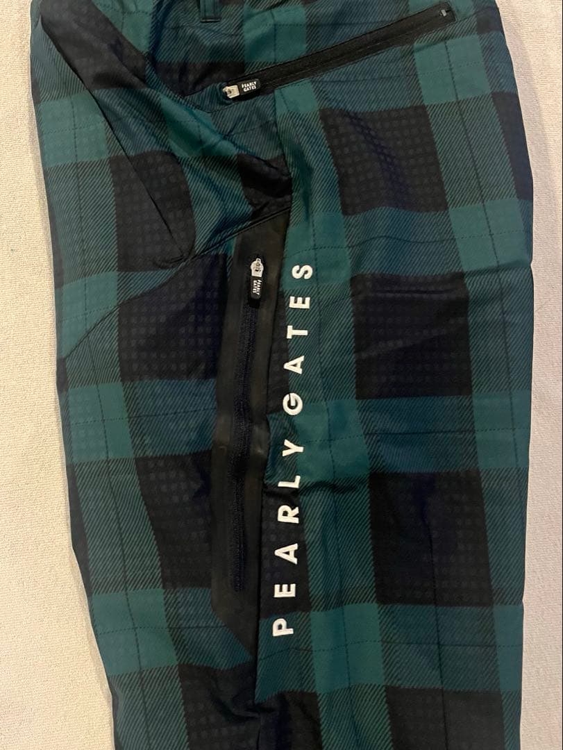 パーリーゲイツ　防風グリーン・ブラック チェックパンツ　サイズ4