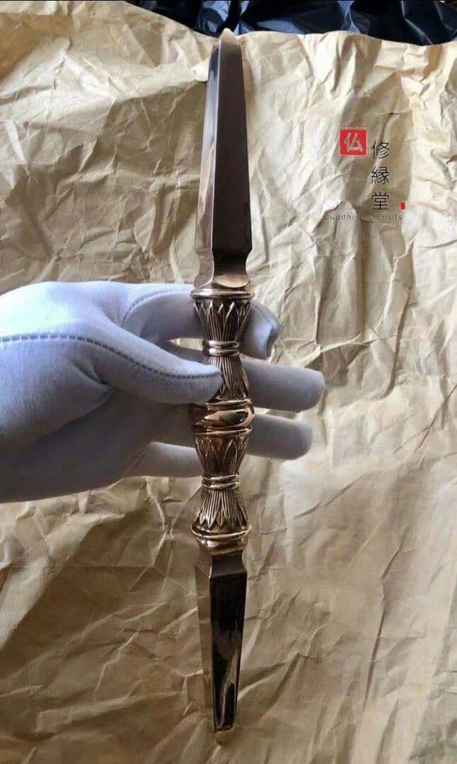 密教法具 真言宗 法器 独鈷杵 金剛杵 真鍮製 32cm