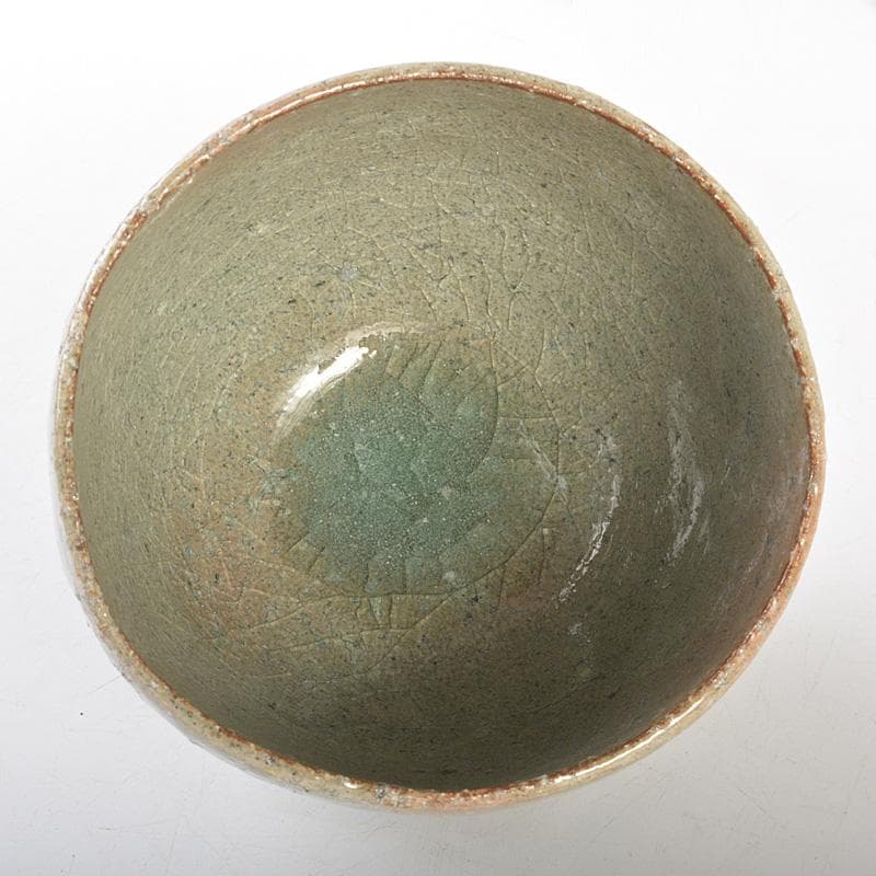 茶道具　登窯　木村盛和作　自然灰釉　茶碗　共布共箱　C　R7477