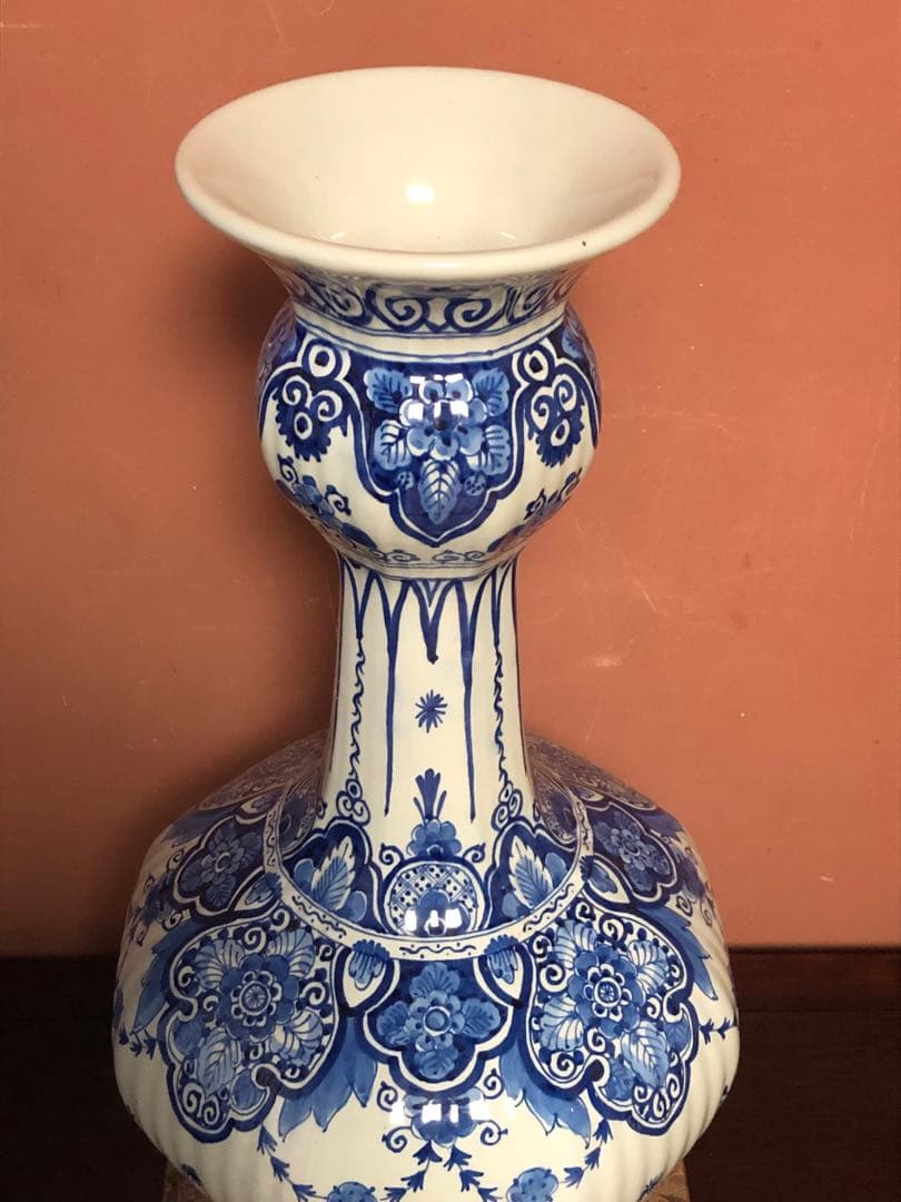最終価格　存在感抜群の特大時代物デルフト染付花瓶