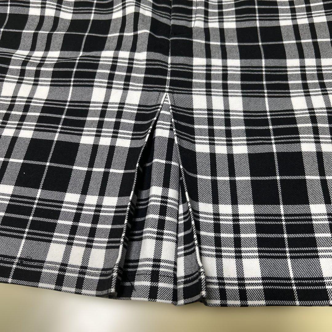 美品クレージュミニスカートゴルフスポーツ42 XL相当ブラックホワイトチェック