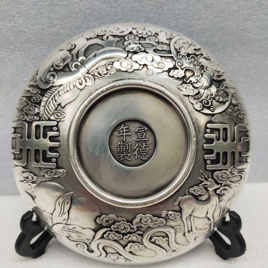 銅器 重工 彫刻 祥雲瑞獣麒麟銅盤 装飾品 工芸品 美術品 置物