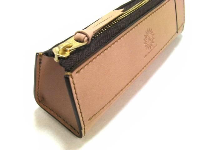 栃木レザー 本革 ペンケース 大容量 定規入る 生成り ヌメ革 名入れ刻印