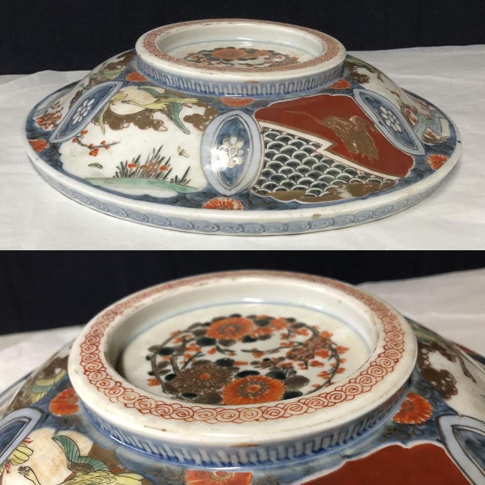 e2346 古伊万里 色絵 染付 蓋物 食籠 花鳥図 菓子器 料理鉢