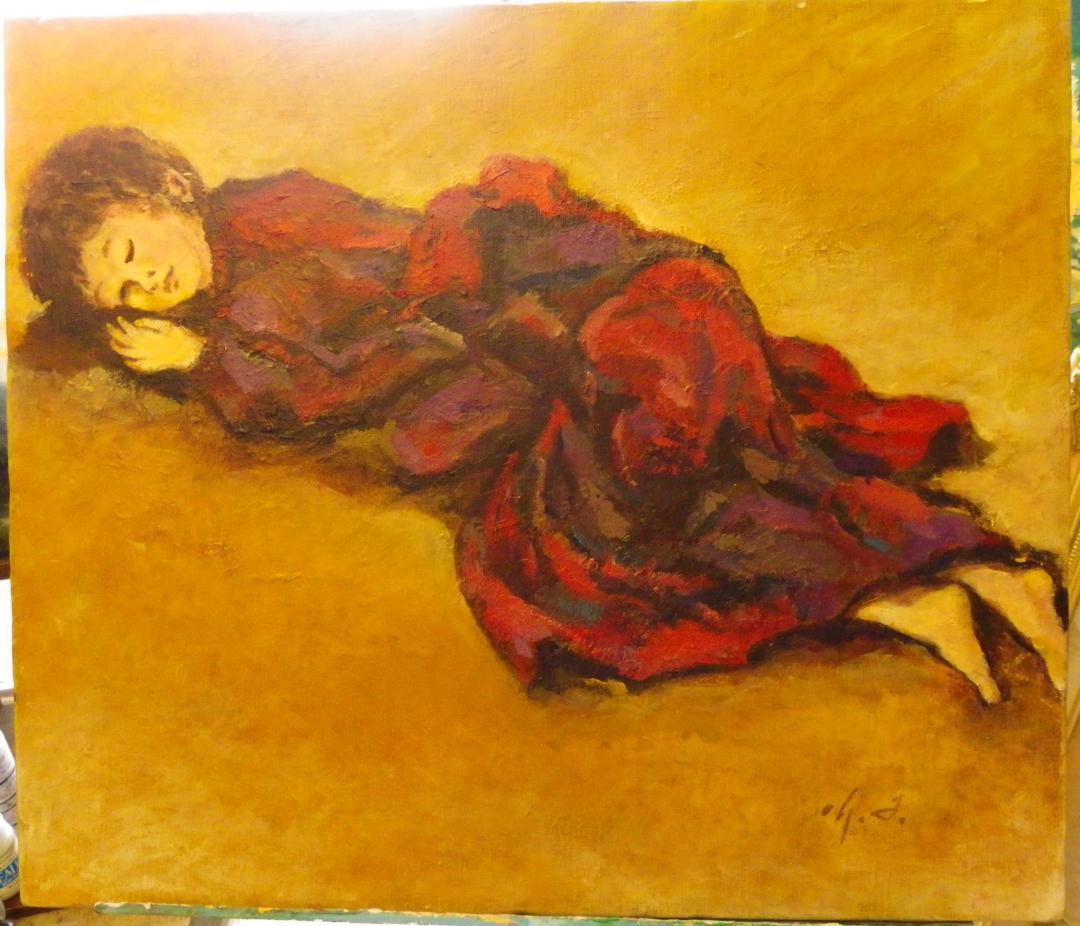 油絵　９８歳まで天命を全うした画家　作　画題　夢　F１０号