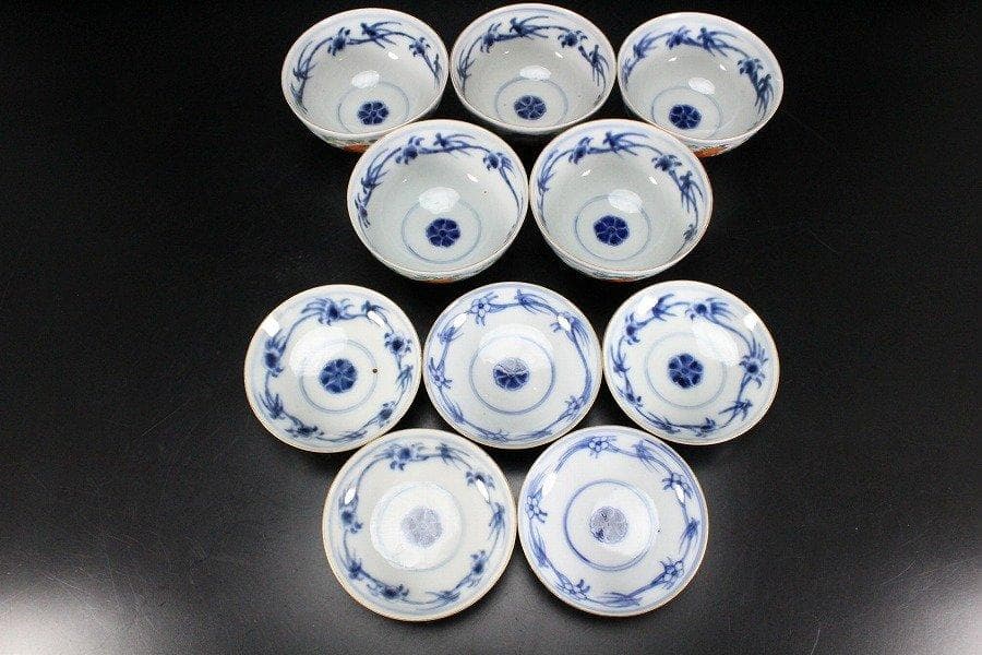 中国美術 彷古 五彩 藻草魚紋 蓋碗 乾隆款 五件 送料無料