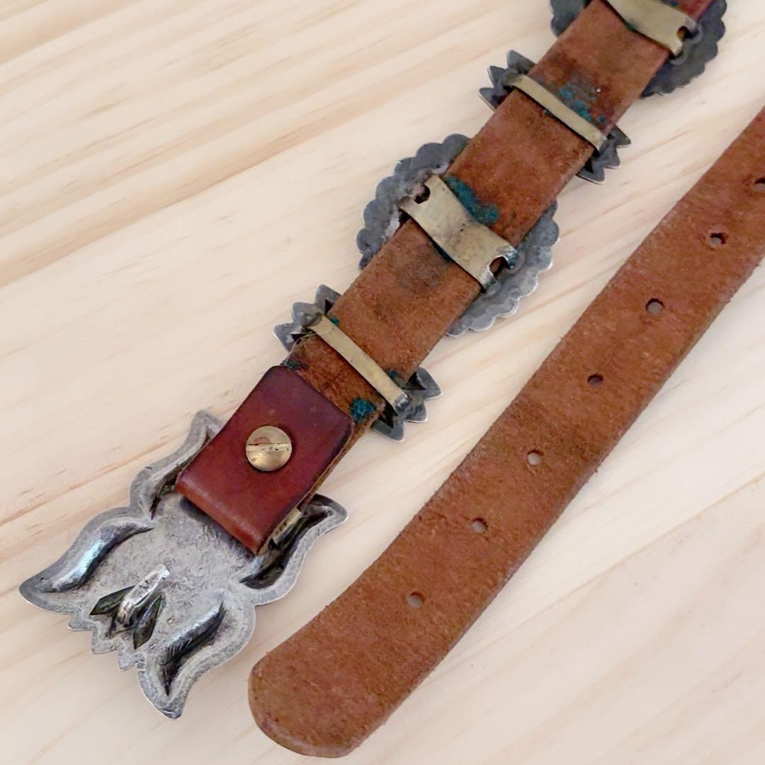 ヴィンテージ ナバホ ターコイズ コンチョベルト1920年代後半 オールドポーン