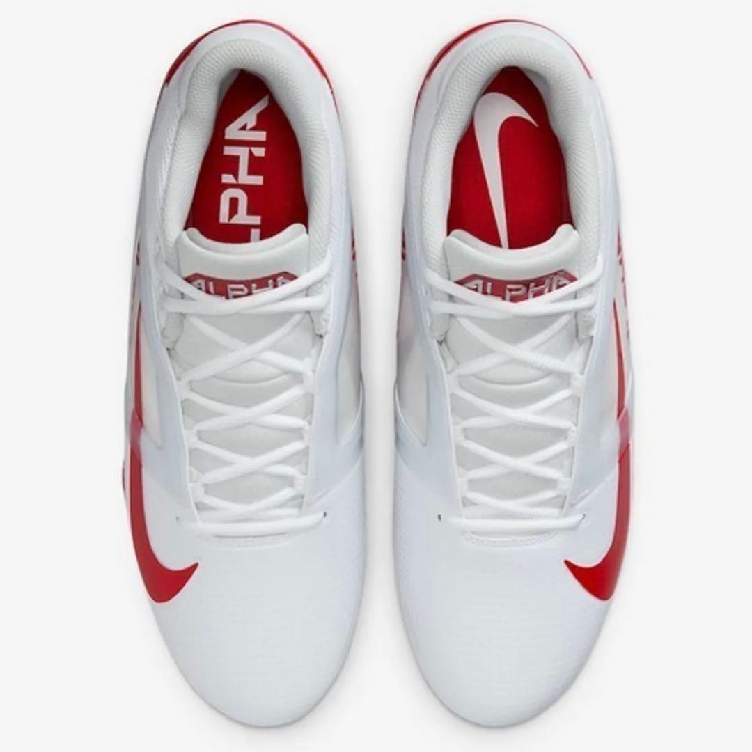 ナイキ 27 アルファメナス プロ アメフト スパイク シューズ 靴 白 赤