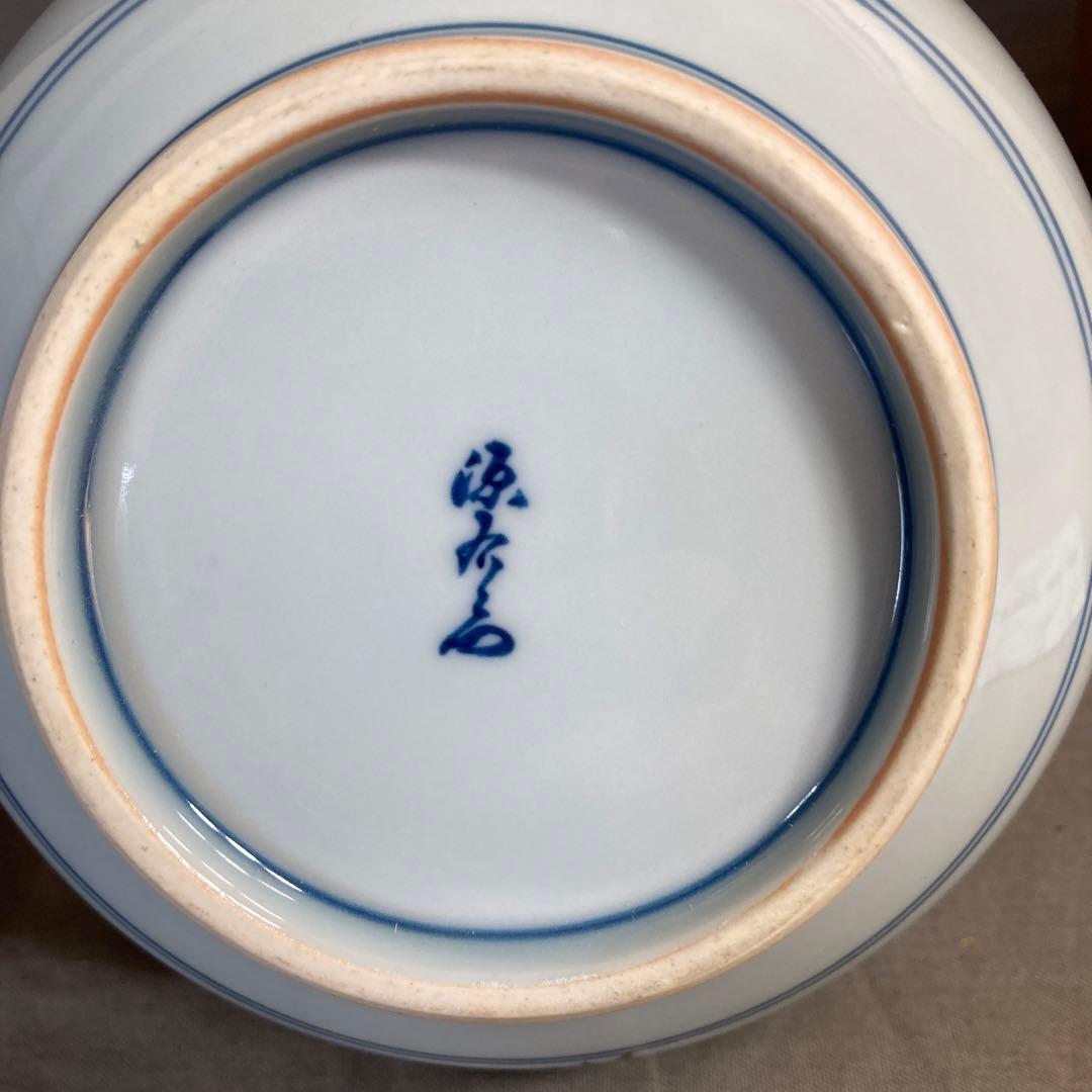 【源右衛門】古伊万里の伝統　日本の名窯　舘林源右衛門作　染錦舞鶴文　鶴首花瓶