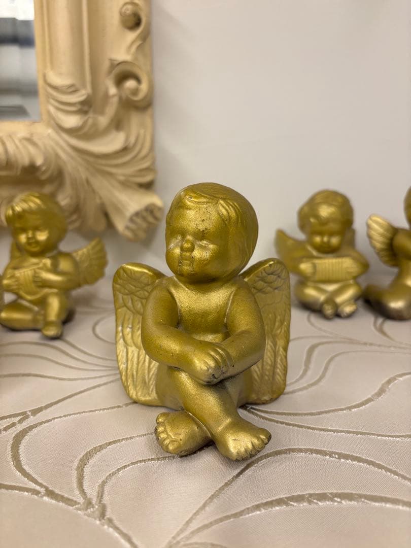 ゴールドの天使の置物 5体セット