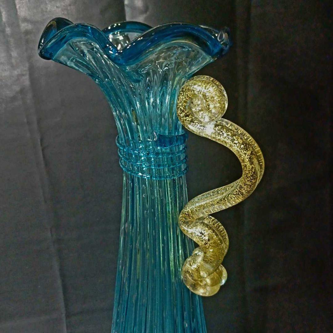 MURANO ムラノ 金彩 コバルトブルー 花器