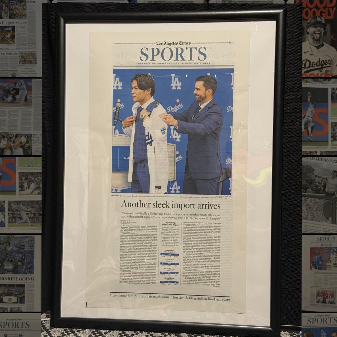 ドジャース 山本由伸 『入団記念号』超激レア ロサンゼルスタイムズ　額縁入②