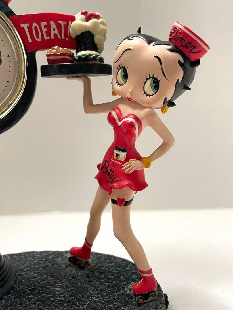 希少‼️レトロ　ベティ•ブープ　ハンバーガー定員　時計付き置物　2003年製