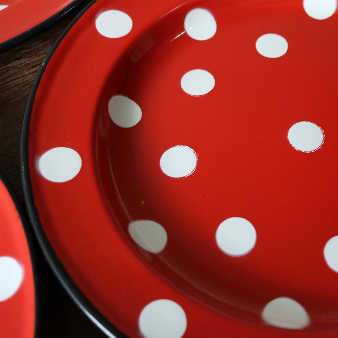 フランス アンティーク ホーロー ポルカドット プレート 24cm 3枚