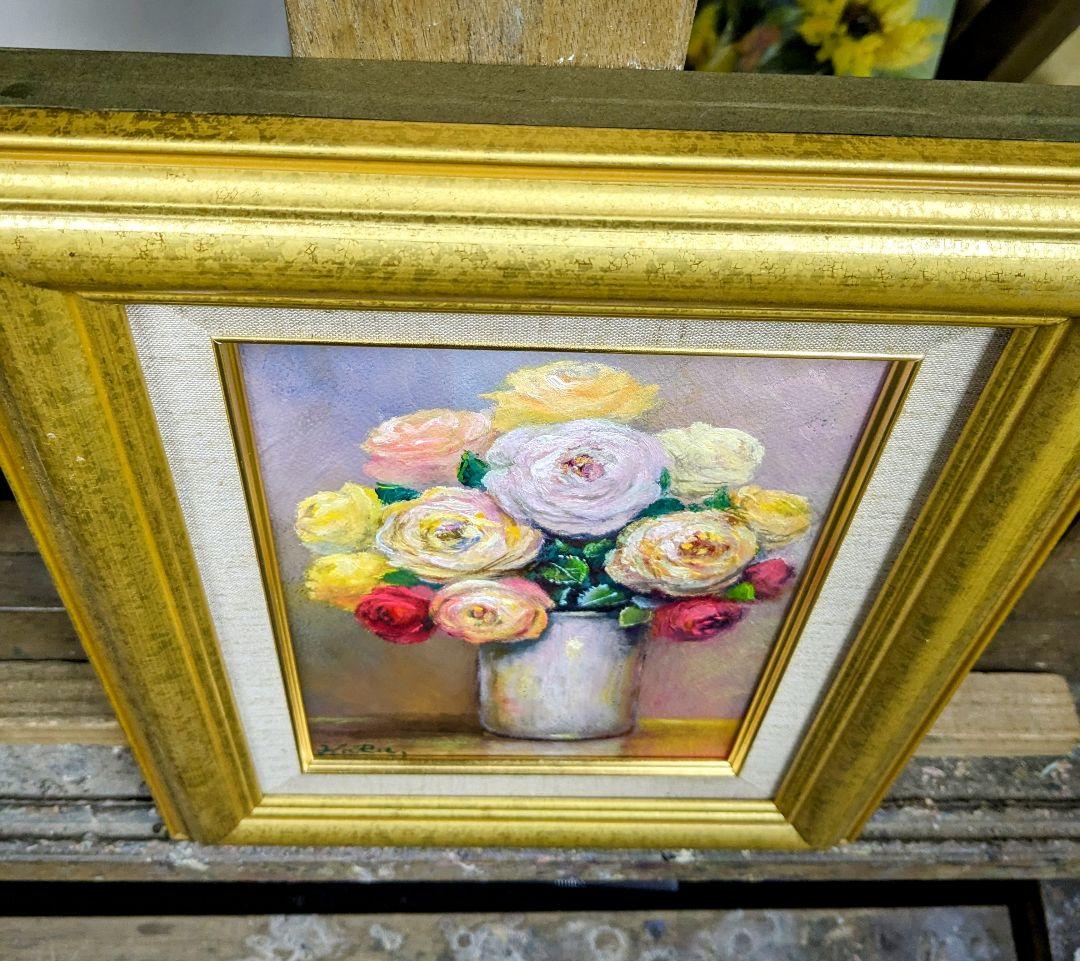画家haru☆油彩画☆薔薇☆サ厶ホ―ル☆真作、原画、一点物。