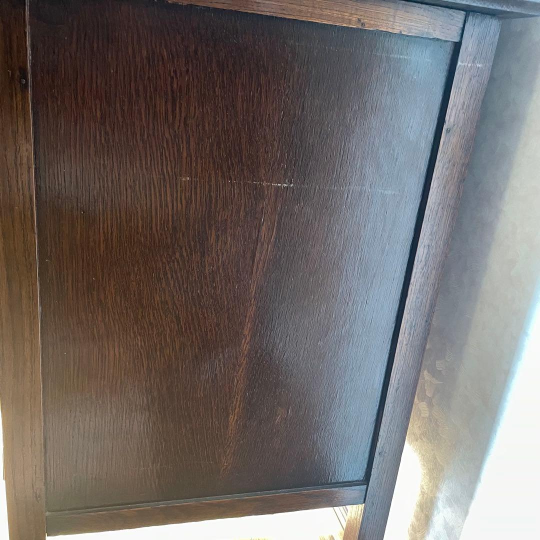 イギリスアンティーク　ミラー付きチェスト　オーク　柱ツイスト　3段引き出し