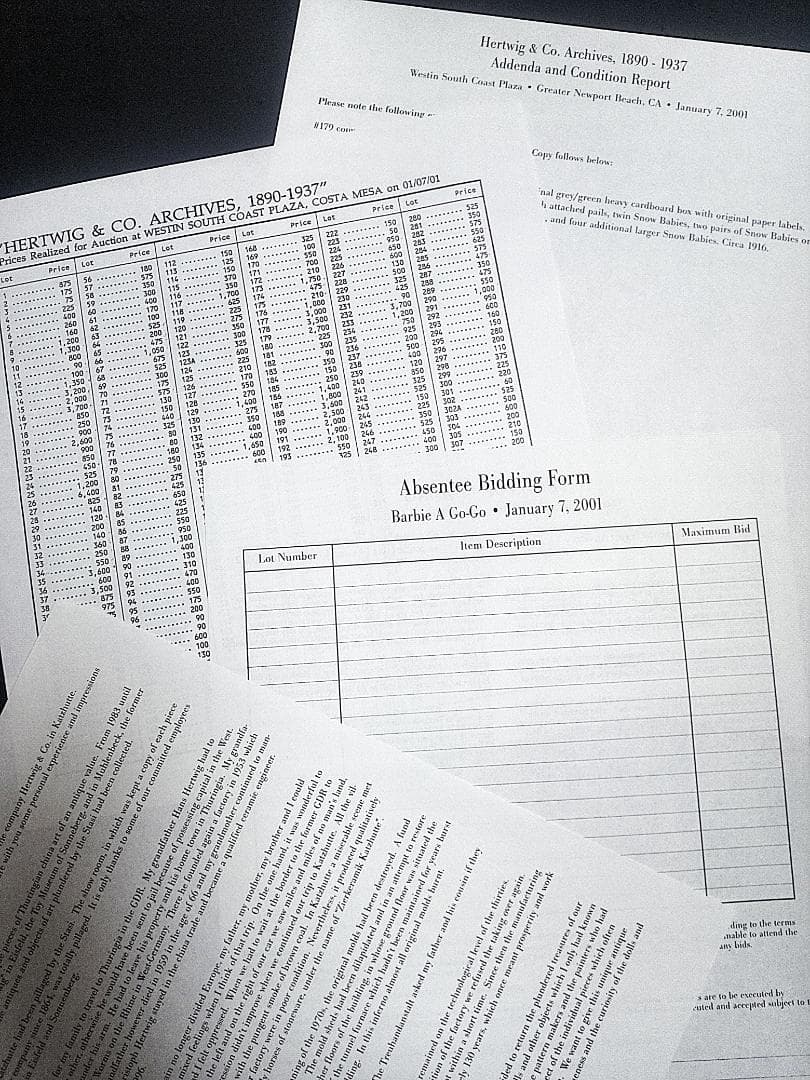 人形オークションの目録本　HERTWIG　アンティーク　ドール　コレクション
