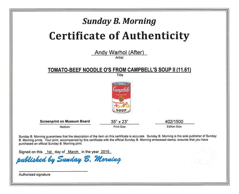 額装済30％OFF!!/Sunday B キャンベル缶Ⅱ アンディ ウォーホル