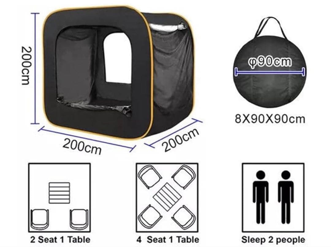 MOGIC キャンプテント 黒 メッシュ窓付き