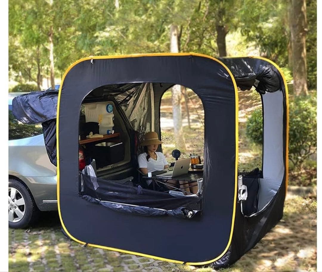 MOGIC キャンプテント 黒 メッシュ窓付き