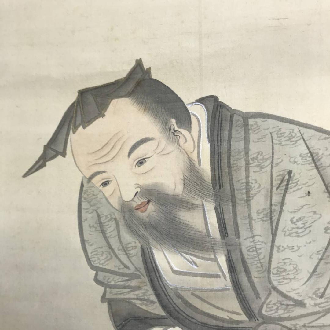 【真作】岡本豊彦/鯉仙人図3-②/鯉図/人物図/掛軸/名家伝来/AD-30