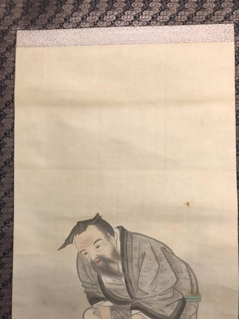 【真作】岡本豊彦/鯉仙人図3-②/鯉図/人物図/掛軸/名家伝来/AD-30