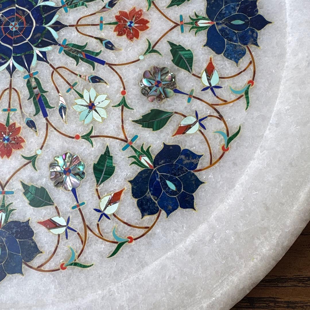 アグラ タージマハル 大理石 石象嵌 プレート 唐草模様 伝統工芸 インド