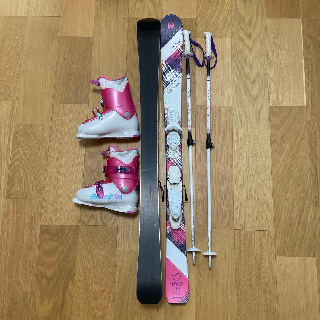子ども用スキー4点セット　Hart 板/118センチ　ブーツ/21センチ