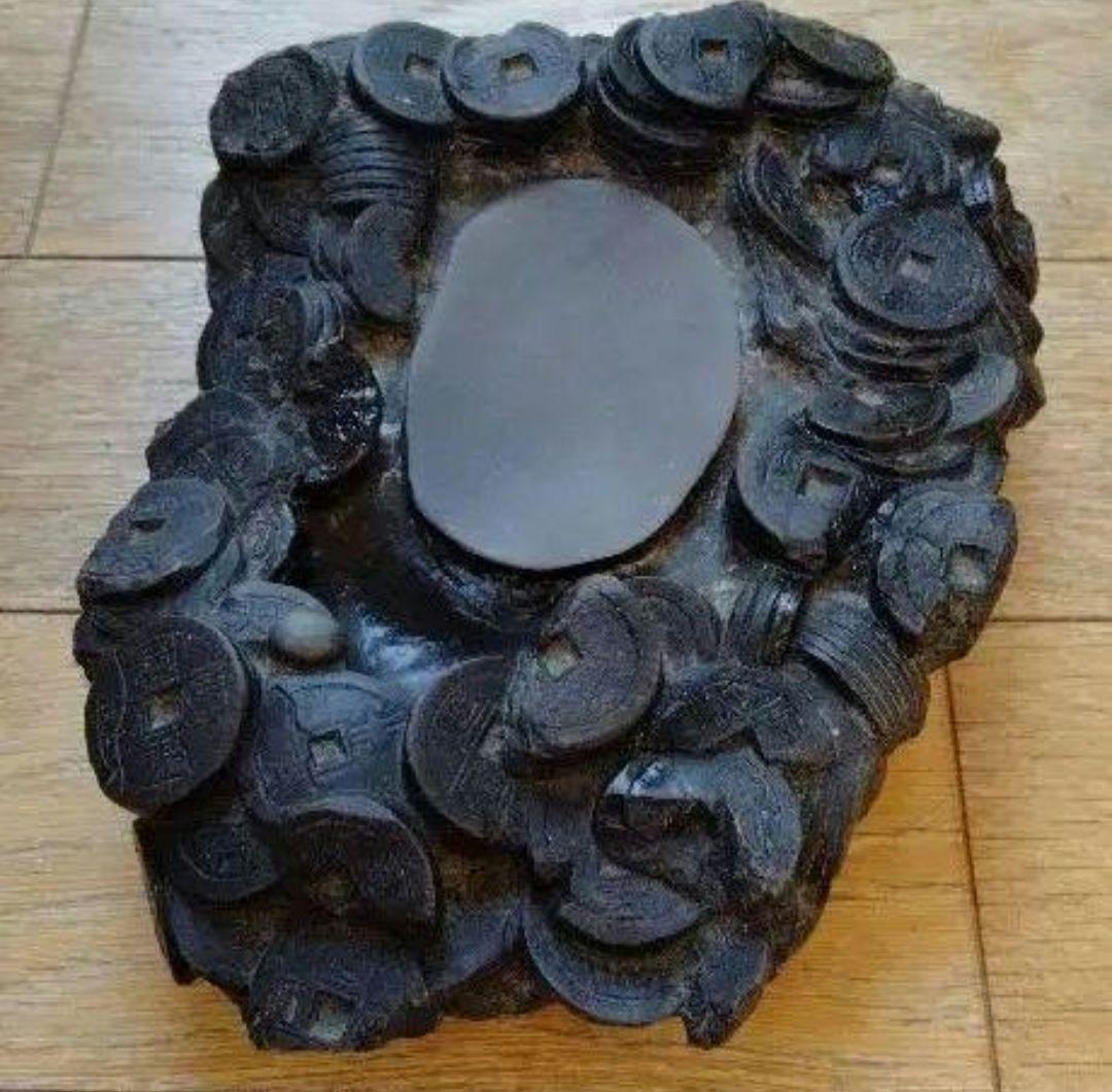 中国骨董旧蔵書道古名硯【金玉満堂】中国清の時代同治細工彫刻古錢図端渓老坑水巌名硯