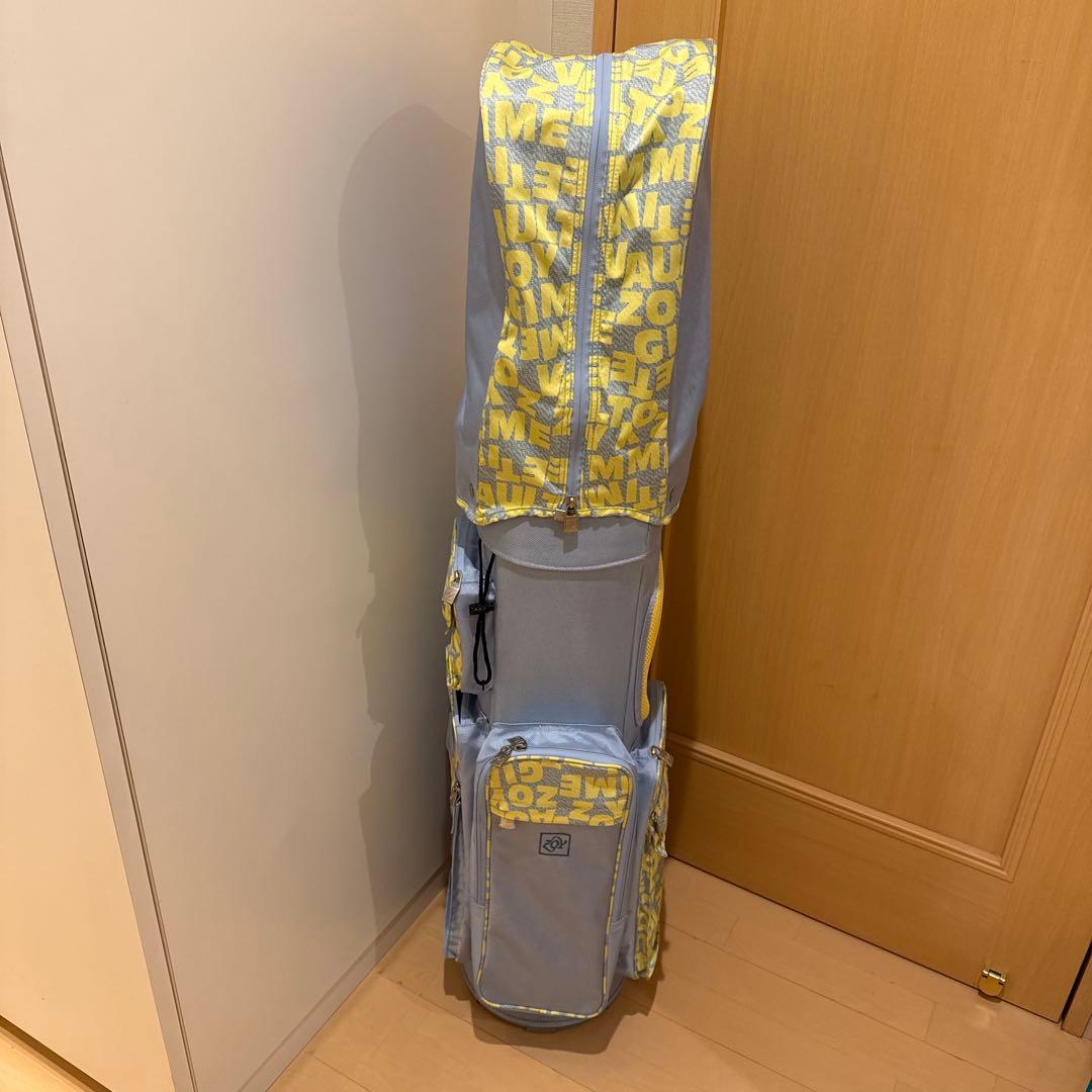 青・黄色 ロゴ入りキャディバッグ